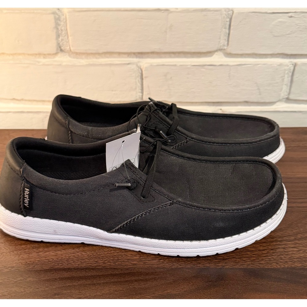 Hurley Ojai Black Textile Slip On Moc Toe Loafers Memory Foam Shoes Womens 10
